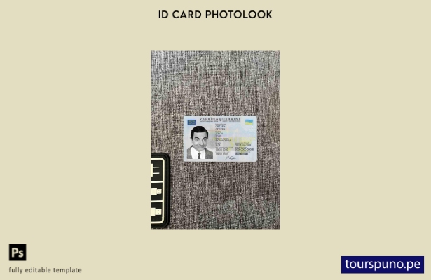 Plantilla FRONTAL de aspecto fotográfico de identificación de Ucrania lista para